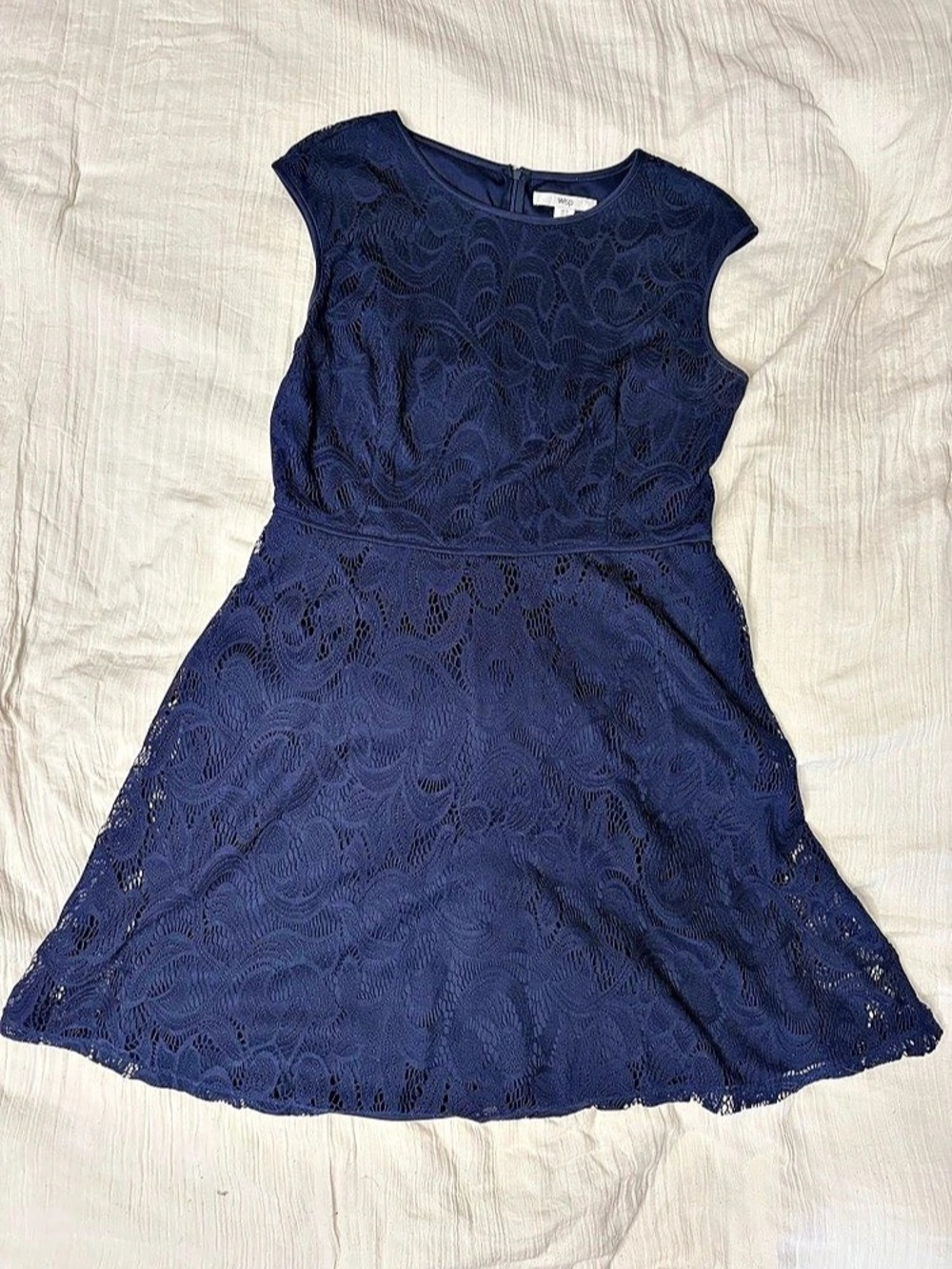 Wisp Leeah Lace Knit Dress Navy Blue US 16